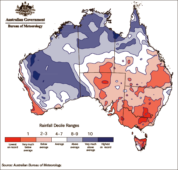 Diagram: 1.11 Australian rainfall deciles—1 January to 31 December 2006