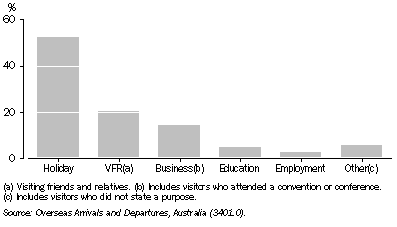 Graph: 23.8 International visitor arrivals, by main purpose of trip—2006