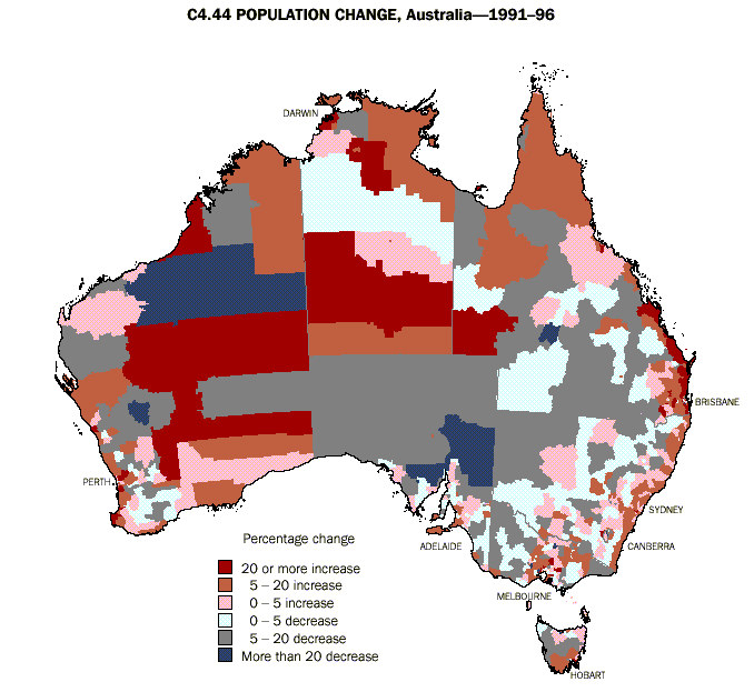 C4.44 POPULATION CHANGE, Australia - 1991-96