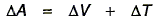 Equation: change in the seasonally adjusted series, A, = the change in the trend, T, + the change in the volatile residual/irregular influences, V.   