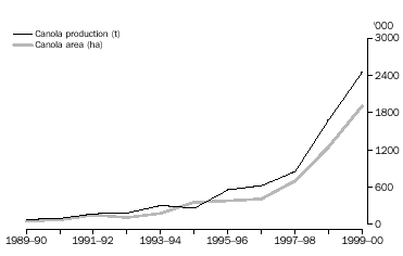 GRAPH - 6.8 CANOLA PRODUCTION AND AREA