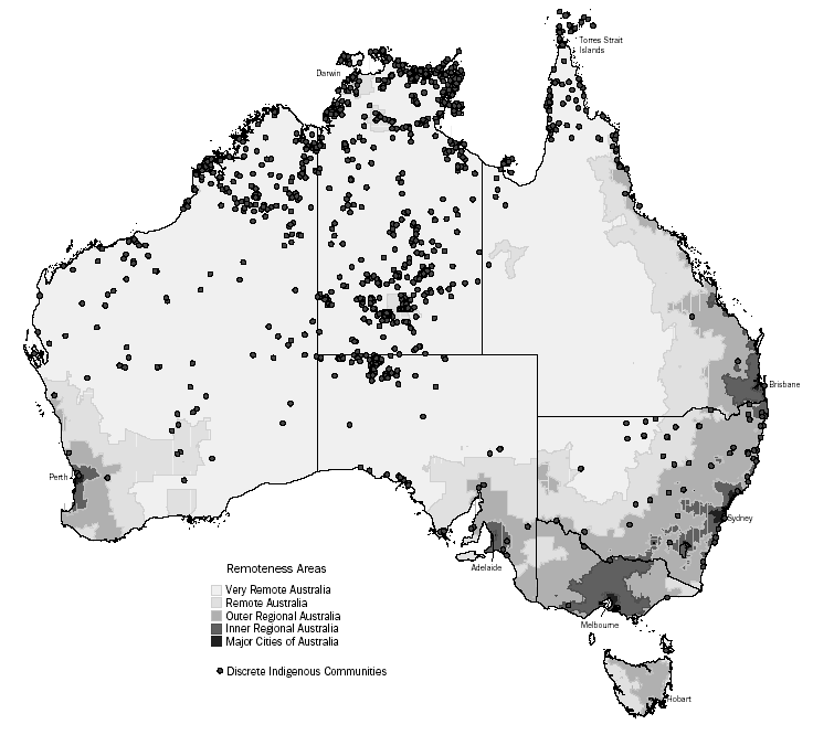 Image: Dot density map, Discrete Indigenous Communities by remotness area