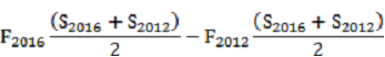 Equation calculates the contribution of frequency to the change in wage growth between 2012 and 2016 with the effects of size removed. 