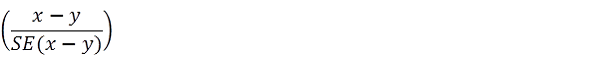 Formula to determine statistical significance by calculating the standard error of the difference between two estimates