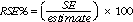 Equation: RSE% = (SE/estimate) x 100