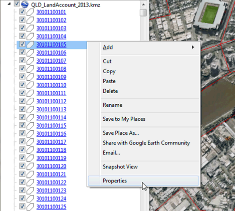 Map: Google Earth properties sample
