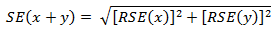 Equation: Calculation of relative standard errors of proportions and percentages