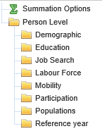 image of the broad headings in tablebuilder