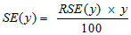 Equation: SE (y) = (RSE (y) multiplied by y) / 100