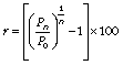 Equation: r=[(Pn/Po)^1/n-1]*100