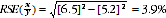 Equation: RSE of Proportion x over y equals square root of 6.5 squared minus 5.2 squared