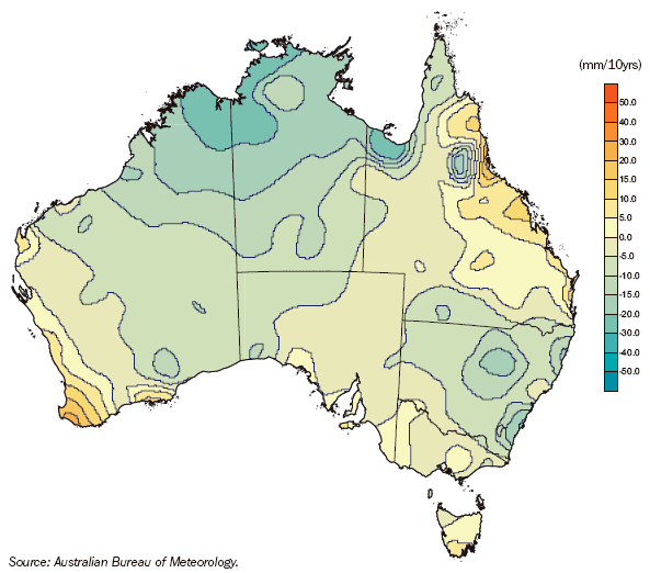 Diagram: S1.3 Trend in total annual rainfall—1900–2006