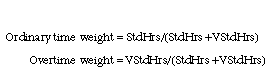 Equation: ordinary time weight and overtime weight equations