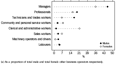 Graph: Distribution of Other business operators, By occupation of main job (a), 2013