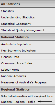 Image: National Regional Profile on the ABS Home page