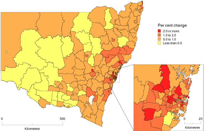 Diagram: SLA POPULATION CHANGE, New South Wales—2010–11