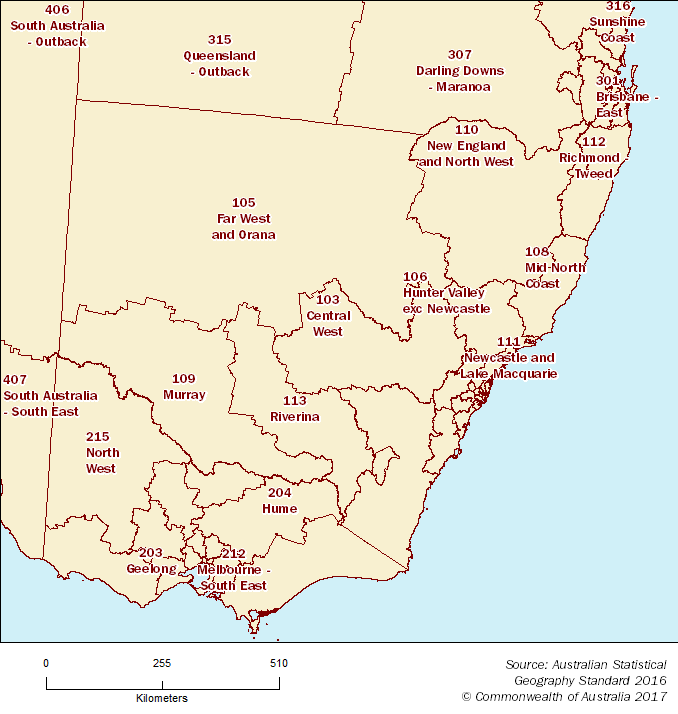Figure 3.1: Statistical Area Level 4 Map - New South Wales