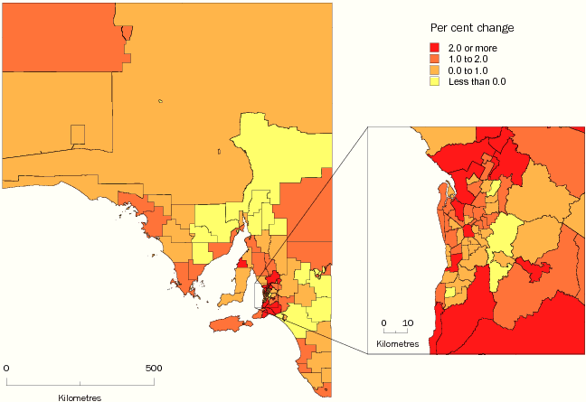 Diagram: SLA POPULATION CHANGE, South Australia—2008–09