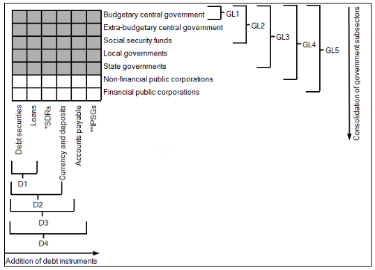 Figure 1 Codifying debt based on type of debt instrument and level of government subsector