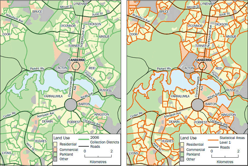 Maps of Central Canberra 2006 and 2011