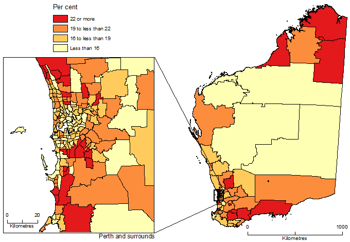 Image: Population Aged Less than 15 Years, SA2, WA - 30 June 2015