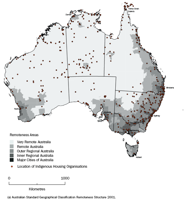 Map 1. Indigenous Housing Organisations by Remoteness Areas