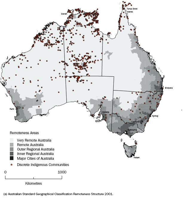 Map 3. Discrete Indigenous Communities by Remoteness Areas