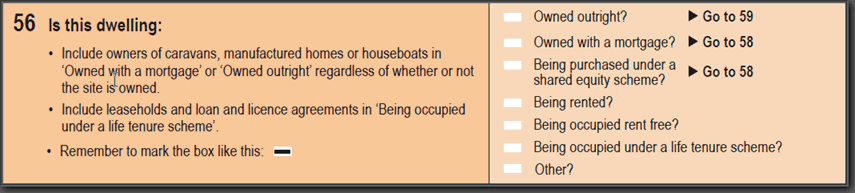 2016 Household Paper Form - Question 56. Is this dwelling: