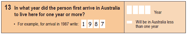 Image: question 13 from the paper 2016 Census Household Form.