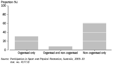 Graph: PARTICIPATION IN TENNIS, By type of participation—2009–10