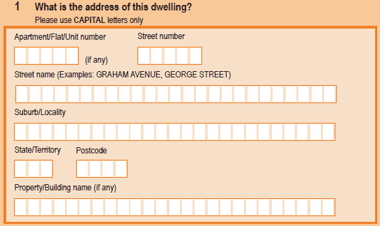 Image of Question 1, 2011 Census Household Form