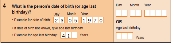 Image of Question 4, 2011 Census Household Form