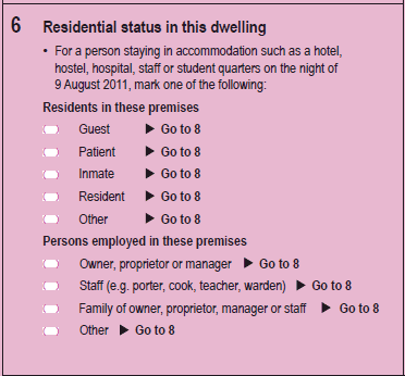 Image of Question 6, 2011 Census Personal Form