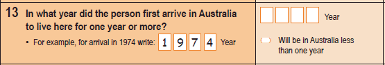 Image of Question 13, 2011 Census Household Form