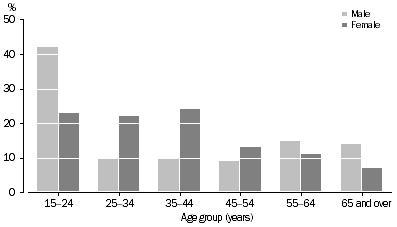 Graph: PERSONS WITH MARGINAL ATTACHMENT - Age and sex distribution