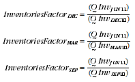 Equation 2.2. Calculating off-June inventories factors 