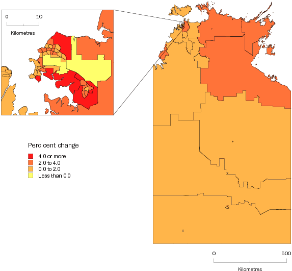 Diagram: SLA POPULATION CHANGE, Northern Territory—2008–09