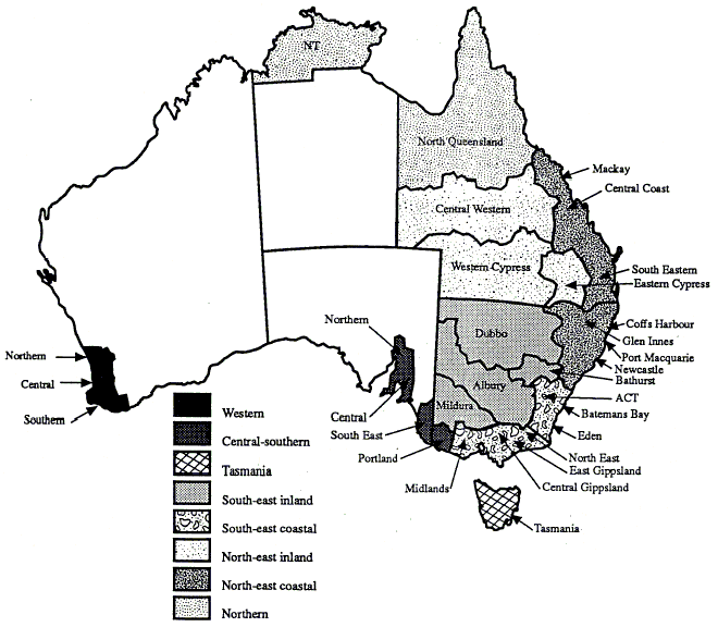 Image: Figure 1 is an image of the forestry regions of Australia