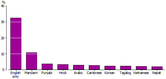 Graph Languages spoken at home by recent arrivals