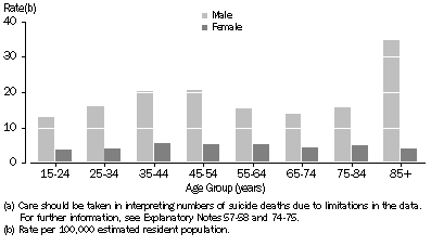 Graph: 5.3 Age-Specific Suicide Rates, 2006 (a)