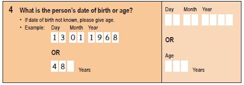 Image: question 4 from the paper 2016 Census Household Form