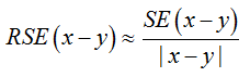 Equation: RSE (x minus y) is approximately equal to SE(x minus y) divided by x minus y