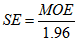 Calculation for the Standard Error using MOE