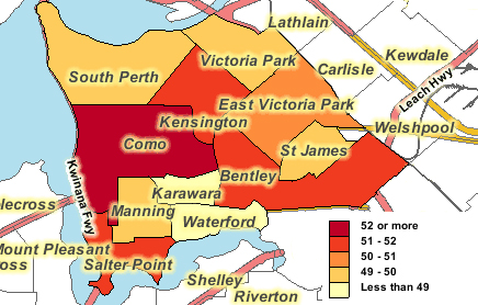 Proportion of Females by Suburb, 2006 Census