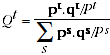 Equation A.1 represents the volume share in period t