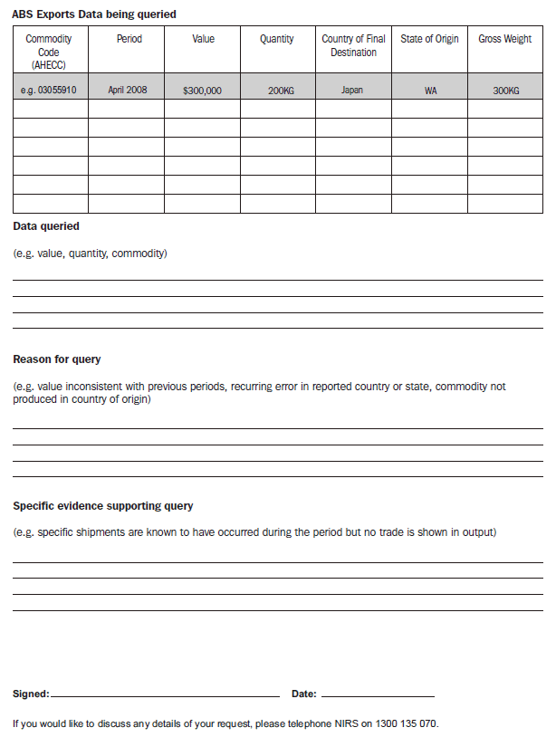 Request for data investigation form - page 2