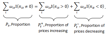Formula for the proportion is the sum of the proportions of prices rising and falling.