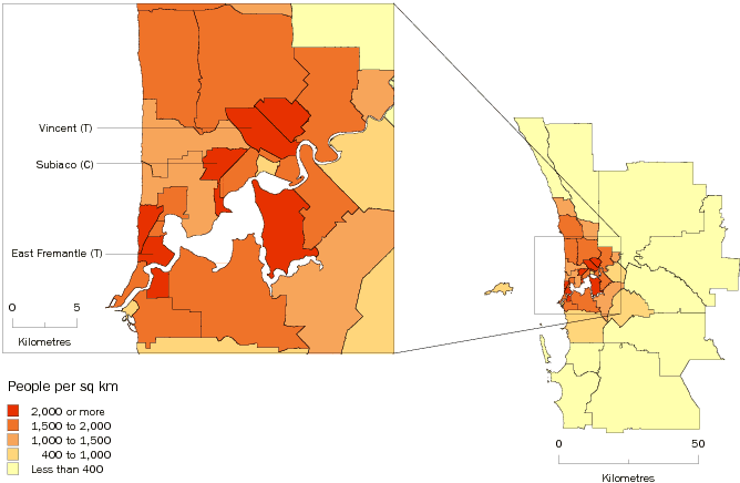 Diagram: POPULATION DENSITY, Perth SD—June 2009