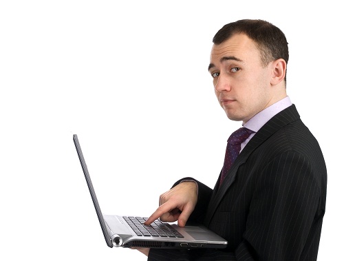 Image: Stereotypical image of yuppie with laptop