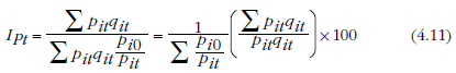Equation: Construction of the Paasche index using expenditure weights
